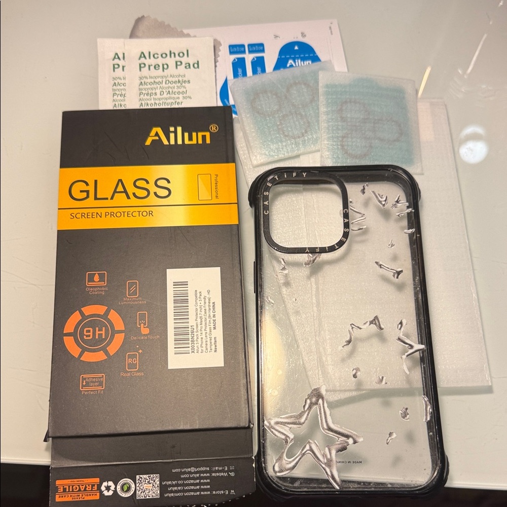 Casetify doodle chrome case and 2 screen/ camera protector